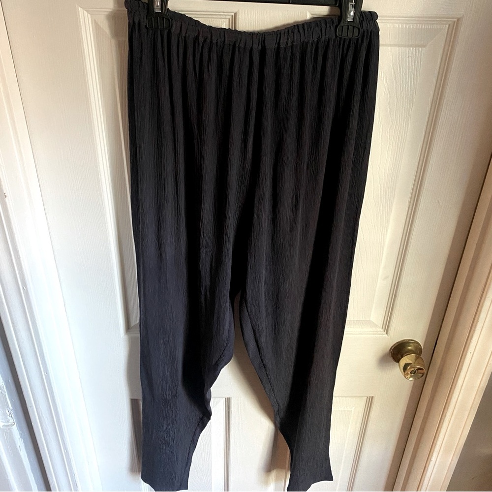 Kiss of the Wolf Black Crinkle Silk Pants